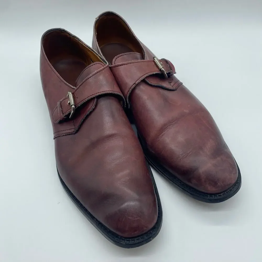 Allen Edmonds Red Brown Leather Side Buckle Monk Strap Dress Shoes Men's size 11